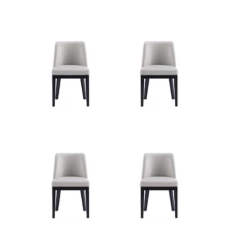 Manhattan Comfort Gansevoort Faux Leather Dining Chair in Light Grey - Set of 4 2-DC051-LG